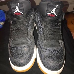 Air Jordan 4’s Black Laser With the gum bottom